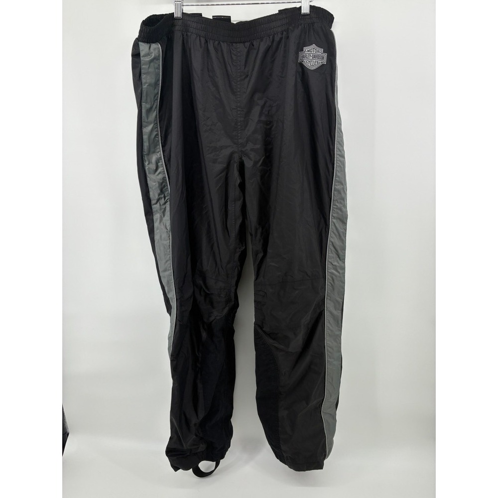 Harley-Davidson Mens Rain Pants XL Black Reflective Suspenders 98337-15VM